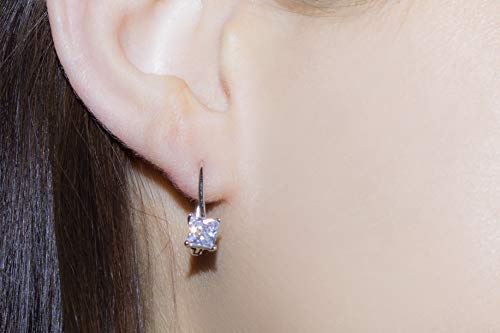 Square Princess Cut Cubic Zirconia Drop Dangle Leverback Bridal Earrings for Women4