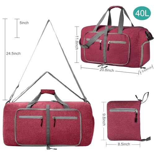 Image of Dimayar 40L Foldable Duffle Bag, Travel & Weekender, Overnight, Gym