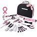 WORKPRO 103-Piece Pink Tool Kit - Ladies Hand Tool Set with Easy Carrying Round Pouch - Durable, Long Lasting Chrome Finish Tools - Perfect for DIY, Home Maintenance