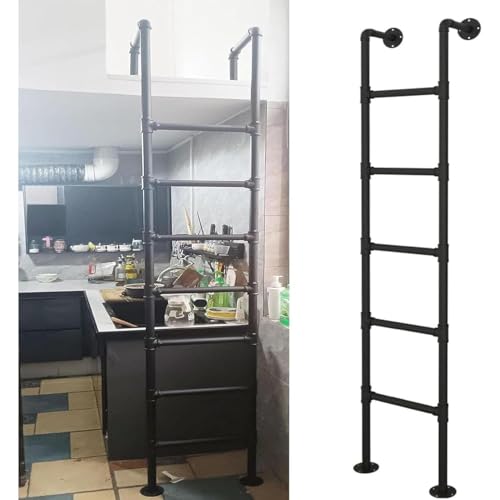 Misorat Scala Resistente dell'uscita di Emergenza per Il pozzo della Finestra, Scala del Letto del soppalco del Metallo montata al Muro, Scala Industriale del Letto a Castello del Tubo del Ferro,2M