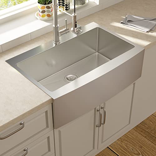 33 Drop In Farmhouse Sink - Lordear 33 Inch Farmhouse Sink Drop-In Topmount Apron Front 16-Gauge Stainless Steel Deep Single Bowl Kitchen Farm Sink #TOP2