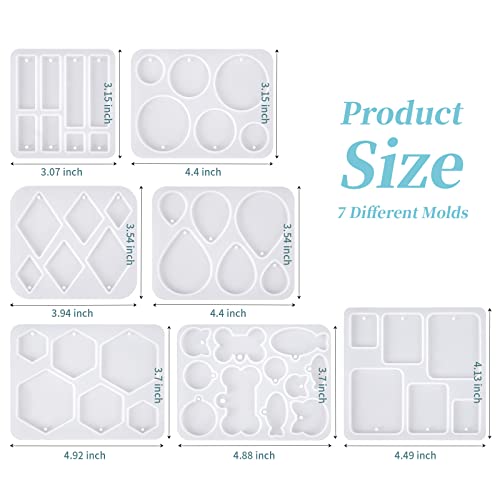 Emtftoi 6Pcs Resin Earring Mold And 1Pcs Resin Pet Tag Mold,Diy Jewelry Resin Casting Molds Set With 14Pcs Decorative Accessories Used For Earring Charm Pendant Pet Tag Jewelry Making #TOP4