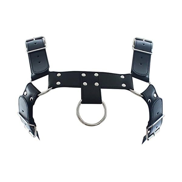 TiaoBug Herren Wetlook Leder Body PU PVC Brust Harness Punk Gothic Party Kostüme Zubehör sexy Sklave Cosplay Bandage… – Bild 6