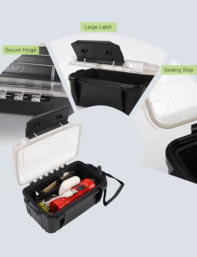 YVUDW Small Waterproof Dry Box Water Proof Storage Containers, 6.5\" X 4.3\" X 3.4\" Waterproof Box for Kayaking Floating Dry Case for Boat Watertight Drybox
