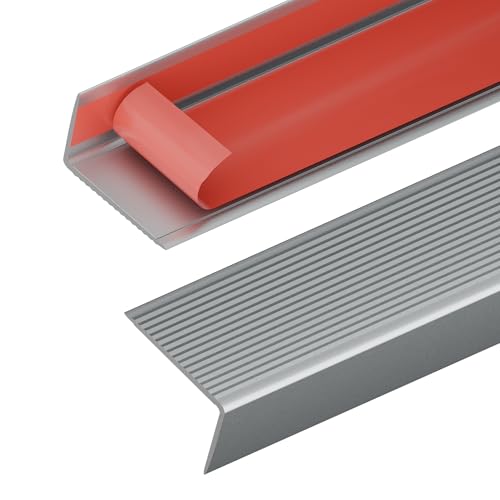 Nez de marche alu autocollant et antidérapant gris 91cm pour escalier