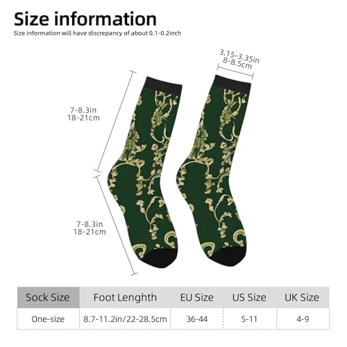 (Hunter Green Floral Petals Pattern) Mid Calf Socks Breathable Adult Unisex Socks Daily Wear For Women Men3