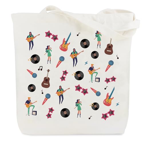 Huaceary Music Lovers Chritmas Gifts Canvas Bag Totes Rock Music Gifts for Musics Teacher Musics Lovers Gift for Musicians Birthday Gift for Piano Violin Guitar Teacher Presents for Women Men