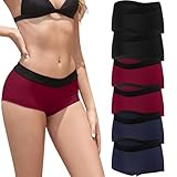 Desanlapi Pack de 6 Boxer Mujer Algodón Ropa Interior de Mujer Boxers Short Corto Elástico Suave y Cómodo Culotte para Deporte Azul Marino Rojo Oscuro S