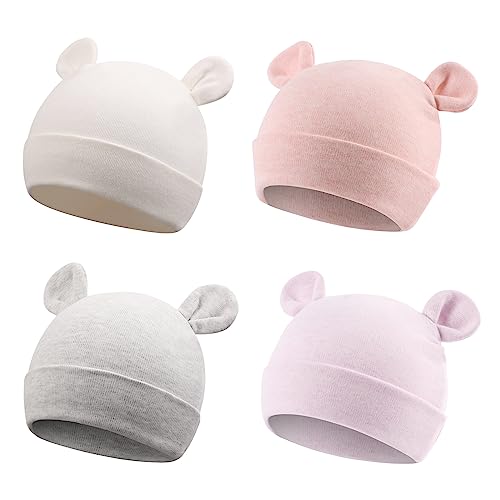 Image of JANGANNSA Cotton Newborn Baby Girls Hat Spring Newborn Boys Hat Cute Rabbit Infant Beanie