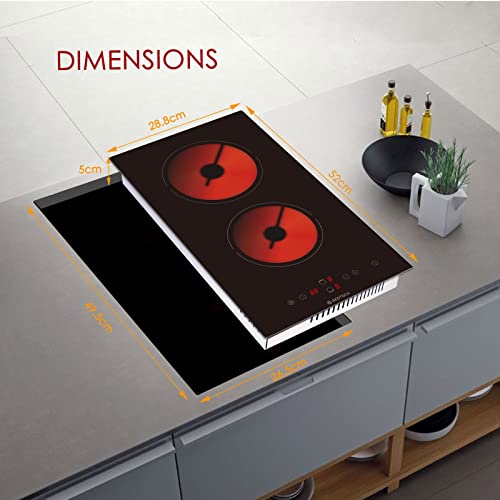 GEDTECH-Placa-vitroceramica-de-2-fuegos-GTV2Z3000B-3000-W-Tecla-sensitiva-9-niveles-de-potencia-Temporizador-Cristal-negro