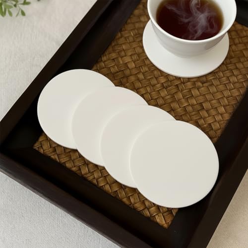 Image of Unbreakable Acrylic Coaster Set - Set of 6 Coasters for Gaming Tables, Office Use, and Study Table Decor - Stylish and Durable Drink Coasters to Protect Surfaces (White)