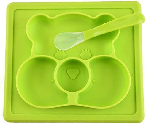 HARI - Baby Placemat Silicone Feeding Plate for Toddlers, Easily Wipe Clean (Green)