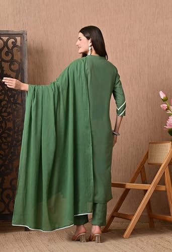 Image of Amazon Brand - Tavasya Women's Cotton Printed Kurta Set with Dupatta and Straight Pants | Salwar Suit | Ethnic Wear for Festive, Casual & Office Use