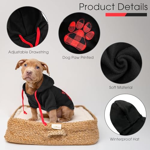 Image of SAWMONG Dog Hoodie,Flannel Pet Hooded Sweater with Hat Puppy Pullover Sweater Shirt,Dog (Black,2XL)