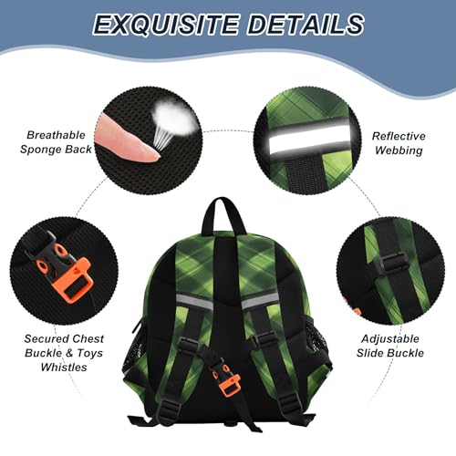 Green Buffalo Check Plaid Toddler Backpack for Girls Boys,Preschool Kindergarten Backpack Kids Backpacks B04034902