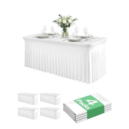 4-Pack Spandex Table Cover Skirts, White