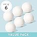 Wool Dryer Balls 6-Pack, XL Size, 100% New Zealand Wool, Reusable and Handmade. Natural Fabric Softener, Reduce Wrinkles and Decrease Drying Time (White)