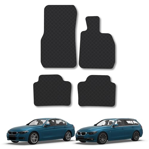 BMW 3 Series (2012-2019) [F30/F31] Rubber Car Mats Accessories Tailored Fit Compatible Accessory Waterproof Protection Non-Slip Floor Mats Full Coverage Durable Front Rear Set Coverage