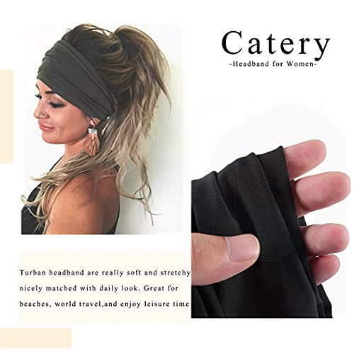 Catery Knotted Button Headbands Black Boho Hair Bands Stripe Cross Head Bands Non Slip Turban Headband Stretch Head Wrap Head Scarf Hair Accessories For Women And Girls(Pack Of 3) (Set-2) #TOP2