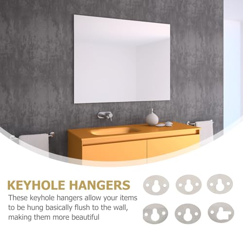 Image of TEHAUX 15pcs Oval Keyhole Hangers for Picture Frame, Iron Shelf Brackets, Easy to Install for Hanging Photos, Mirrors, Cabinets, 0.98x0.78x0.03inch, Silver