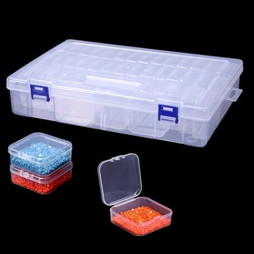 42 packs of small clear plastic bead storage container