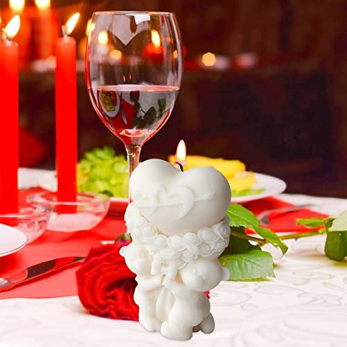 Eayoly Moule à Bougie Fleur - Ours Tenant Un Bouquet moules à Bougies en Silicone - Moules à Fleurs en Silicone résistants à la déchirure de qualité Alimentaire pour la Fabrication de Savon de la Cover