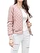 Allegra K Women's Quilted Zip Up Raglan Sleeves Bomber Jacket S Pink