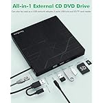Super External CD DVD Drive, USB 3.0 DVD Burner with Ethernet Adapter, 3 USB and 2 TF/SD Card Ports, CD DVD Player Reader Writer Optical Disk Drive for Laptop PC Mac Windows Linux with Carrying Case - Image 3