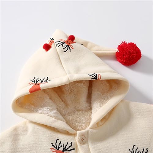 Baby Girl Christmas Outfits Toddler Hooded Poncho Cape Cloak Coat with Pompom Infant Sherpa Fleece Lined Jacket4