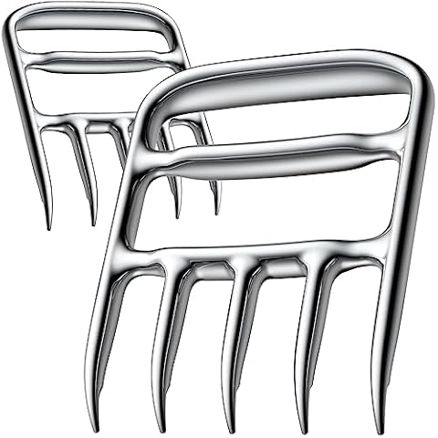 qAp quality art Practical Metal Meat Shredder Claws, 18/8 Stainless Steel Meat Forks for Shredding Meat, Pulling, Handing, Lifting & Serving Pork, Turkey, Chicken, Brisket 2 PCS Cover