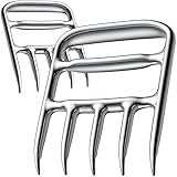 qAp quality art Practical Fleischzerkleinerer aus Metall, 18/8 Edelstahl, Fleischgabeln zum Zerkleinern von Fleisch, Ziehen, Handhabung, Heben und Servieren von Schweinefleisch, Truthahn, Huhn,