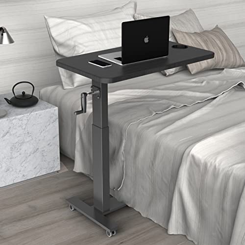 Balee Adjustable Overbed Table And Hospital Bed Table On Wheels Mobile Standing Laptop Desk Rolling Bedside Table With Wheels, Movable Over The Bed Table For Home Medical Use #TOP1