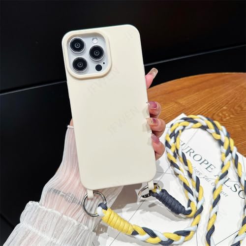 Coque cordon iPhone 15 Pro Max anti-chute blanche en TPU souple