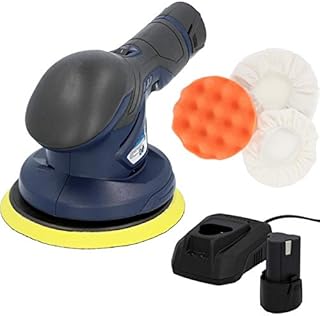CARTREND 10699 Akku Poliermaschine,2.500-5.000 U/Min (6 Stufen), Wechselakkus 12V, 2X Polierhauben, 1x Polierschwamm,geräuscharm, Tellerdurchmesser 150 mm