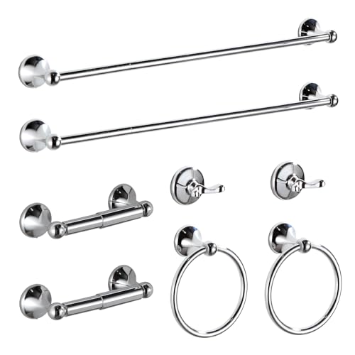 BGL Bathroom Hardware Set Chrome Adjustable Expandable Bath Towel Bars Bathroom Accessory Set Towel Racks 8-Pieces Wall Mount