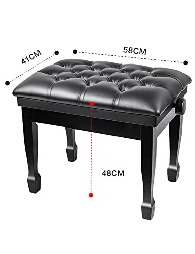 TEmkin Tabouret de Piano Banc de Piano réglable en Hauteur avec Pieds élégants en Fer à Cheval, Banc de Clavier, Tabouret de Piano, 58 x 41 x 48-58 cm, Noir, Acajou - Les Beatles, Paul McCartney, John Lennon, RIngo Starr, George Harrison TEmkin Tabouret de Piano Banc de Piano réglable en Hauteur avec Pieds élégants en Fer à Cheval, Banc de Clavier, Tabouret de Piano, 58 x 41 x 48-58 cm, Noir, Acajou – Image 3