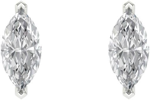 14K White Gold White Sapphire Stud Earrings with Push back - Hypoallergenic, 1 cttw - Minimalist Women's Fine Jewelry - Image 3