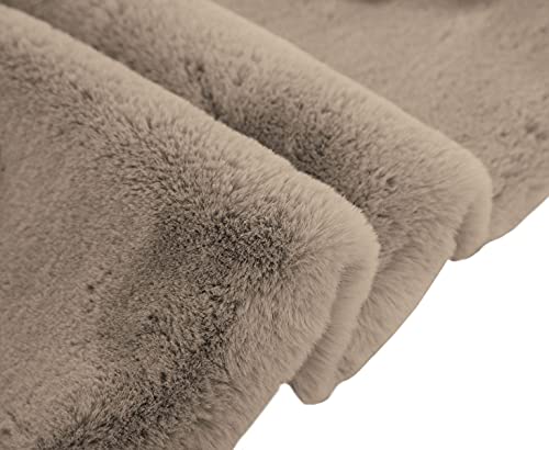 Image of Luxe Home Rabbit Fur Soild Bath Mat Super Soft, Anti-Slip, Washable, Rectangle, for Bathroom Door Mate, Bedroom Door Mats (Taupe, 45x75 cm)