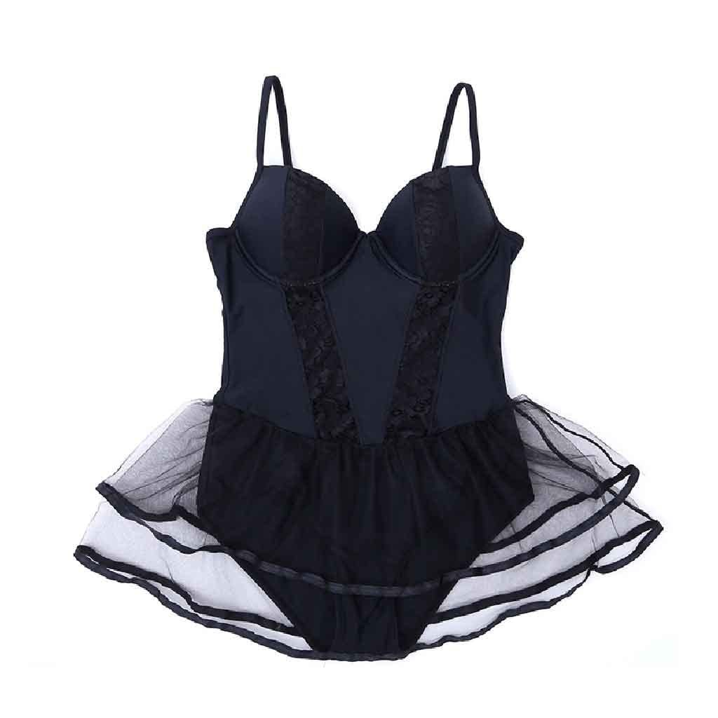 Maillot de Bain Une pièce Femme Maillot de Bain Femme ruché Push up Maillot de Bain Une pièce Sexy Maillot de Bain Confortable Vacances avec Bretelles réglables (Noir) Machine Wash