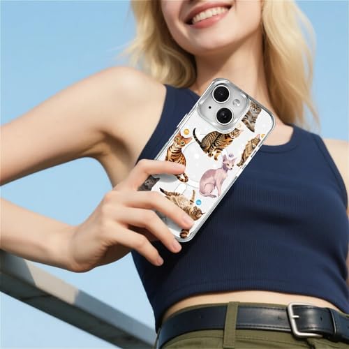 Teonvpu for iPhone 14 Clear Case, Planet Cat Pattern Compatible with Magsafe Soft Protective Case for Women Girl (White) by Teonvpu - Used condition - Image 7