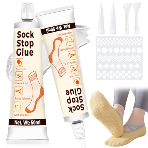 AstraVox Sock Stop 100ml 2 Stück Sockenstopper Flüssig Stopper für Socken Badematten Schuhe Yogamatten usw. Ausgezeichnete Rutschfestigkeit Transparent Wasserfest und Waschbar