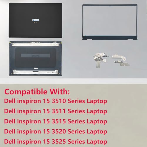 Jxjslp Replacement LCD Back Cover Top Case Lid Front Bezel Frame with Hinges for DELL Inspiron 15 3510 3511 3515 Series Laptop 0WPN8 00WPN8 9WC73 09WC73 AP3LE000901 Black by Jxjslp - Image 2