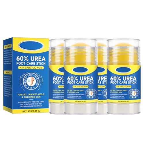 60% urea cuidado de los pies Stick con 2% de ácido salicílico, crema hidratante para pies secos rasgados, rodillas, codos, manos, hidratación e hidratación de la piel seca, 40 g (4, M)
