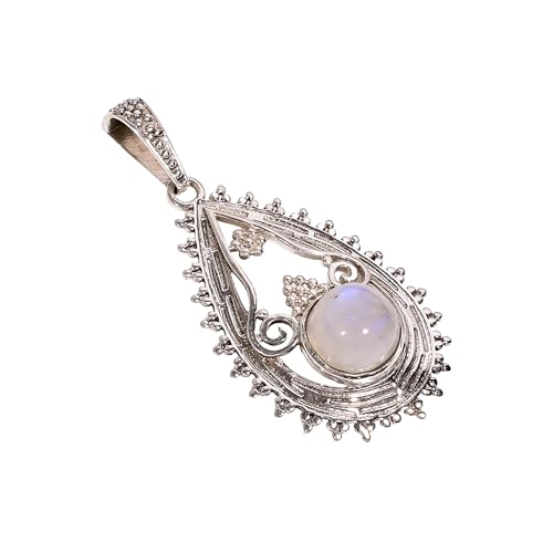 Pendentif pierre de lune anti-ternissement argent 925 hypoallergénique pour femme