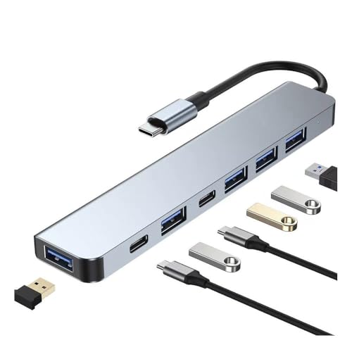 7 in 1 USB C Docking Station, Multi-Port Type C Adapter with USB 3.0 Port, Fast Charging Port, Compatible with Laptop, Computer, Tablet, Keyboard and More