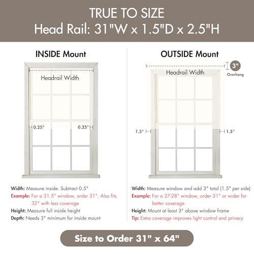 Madison Park Galen Cordless Roman Shade, 31"W x 64"H, Sheen Ivory ï¿½ Room Darkening, Thermal Insulated, Energy Efficient Window Blind with Subtle Sheen Basketweave Fabric for Privacy