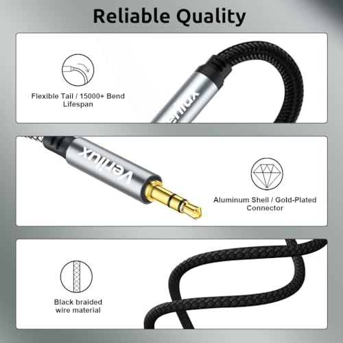 Image of Verilux Audio Aux Cable, 16.4Ft Jack Audio Extension Cable Male to Female Audio Jack Cable, Universal Stereo 3.5 mm to 3.5 mm Cable for Phones, Speakers, Headphones, Tablets, MP3 Players and Car