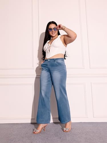 Image of Miss Chase A+ Women's Bootcut High Rise Regular Length Stretchable Denim Jeans