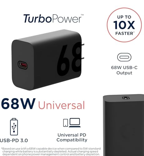 Image of Motrola Original 68W Turbo Power Adapter with C to C Cable for Motorola Edge 60 Pro /Edge 60 Stylus /Razr 50 Ultra /Moto G84 /G54 /Moto E40 /Moto G35 /Edge 40 Neo 68W Turbo Adapter - Black