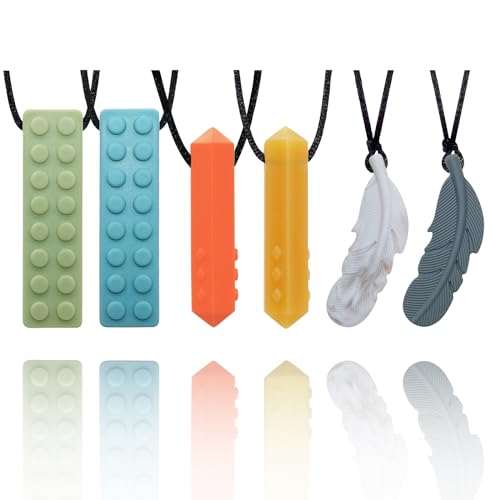 Chewy Necklace Sensory, Chew Necklaces for Sensory Kids with ADHD, SPD, Autism, Silicone Chew Toys for Adult Reduce Chewing Anxiety Fidget